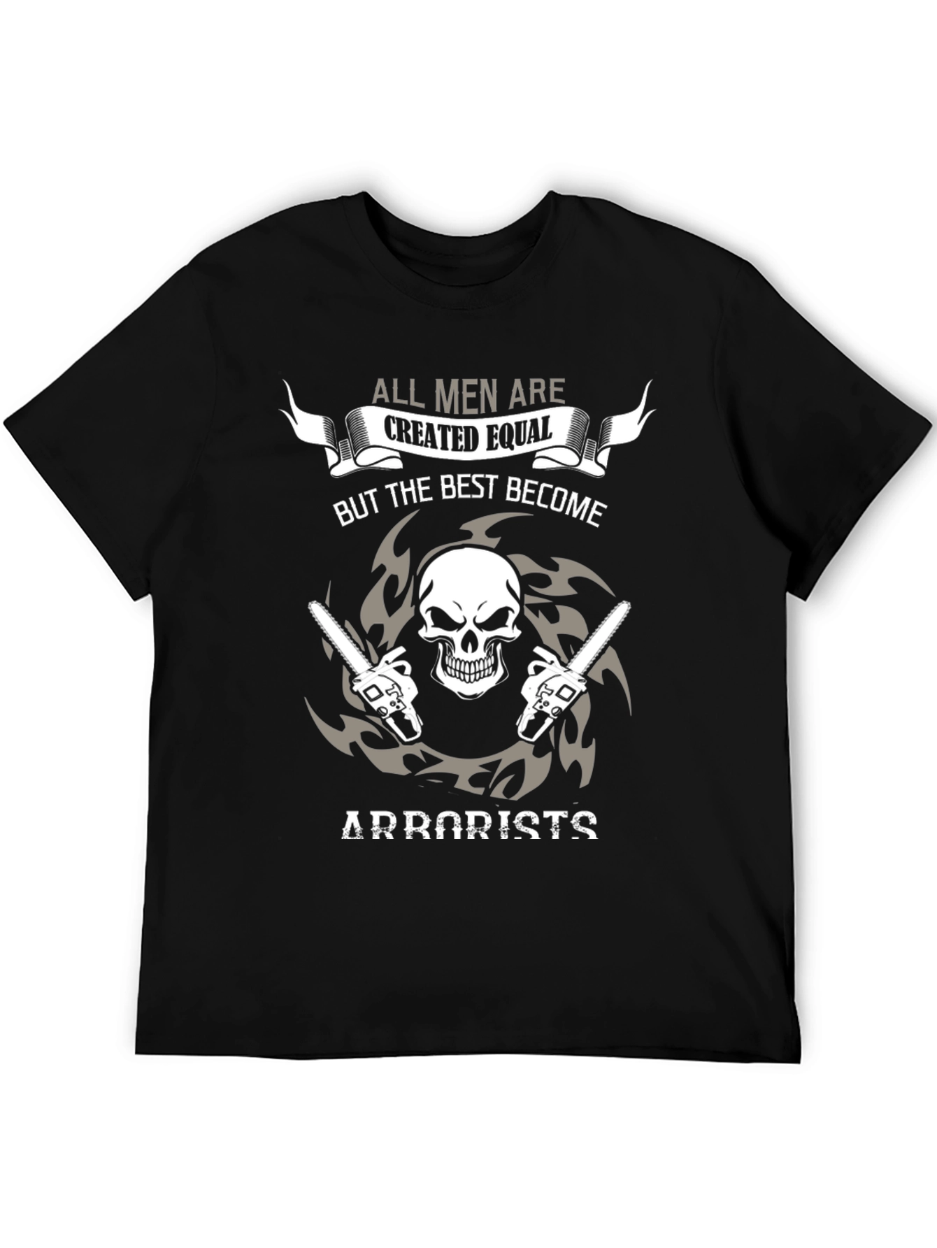 Arborist Skull Chainsaw Graphic Tee - Black