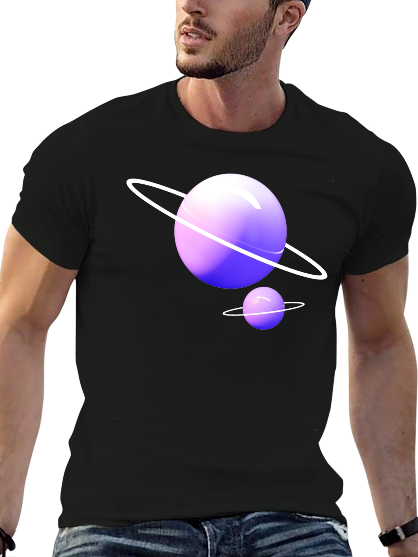 Planet Graphic T-Shirt - Trendy Black Tee
