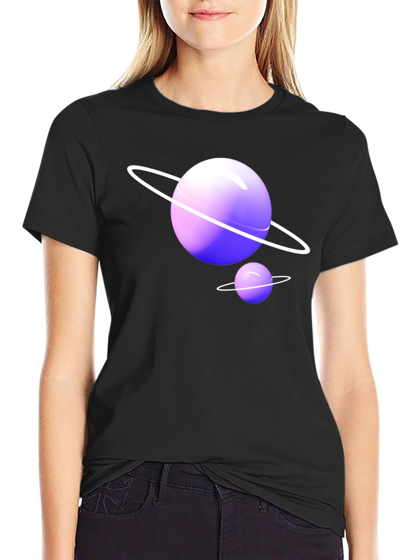 Planet Graphic T-Shirt - Trendy Black Tee