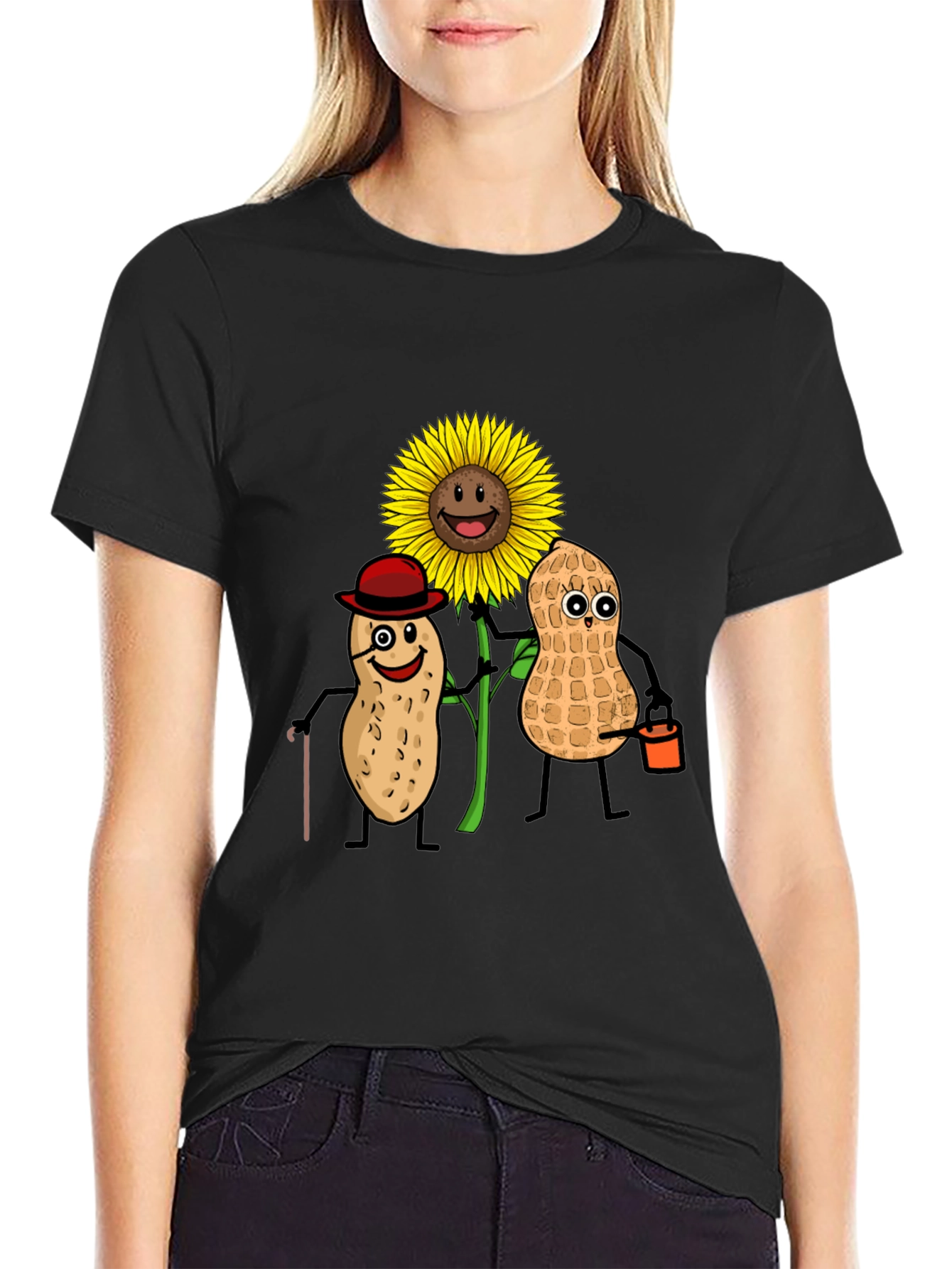 Funny Peanut Sunflower Graphic T-Shirt