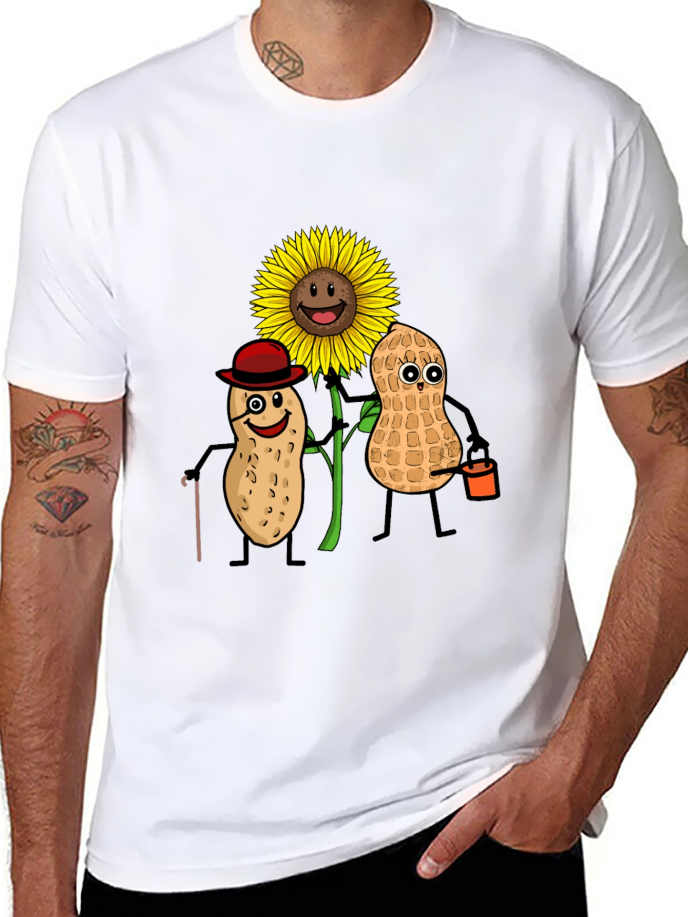 Funny Peanut Sunflower Graphic T-Shirt
