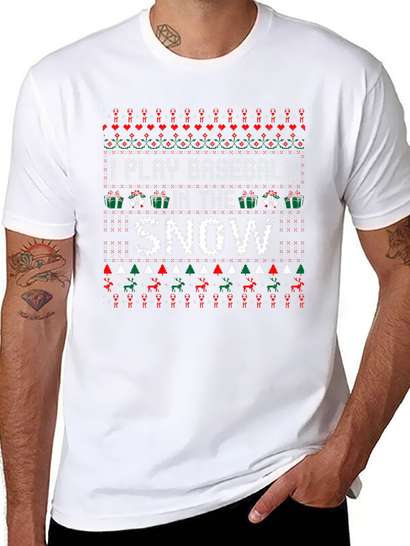 I Play Baseball in the Snow Christmas T-Shirt