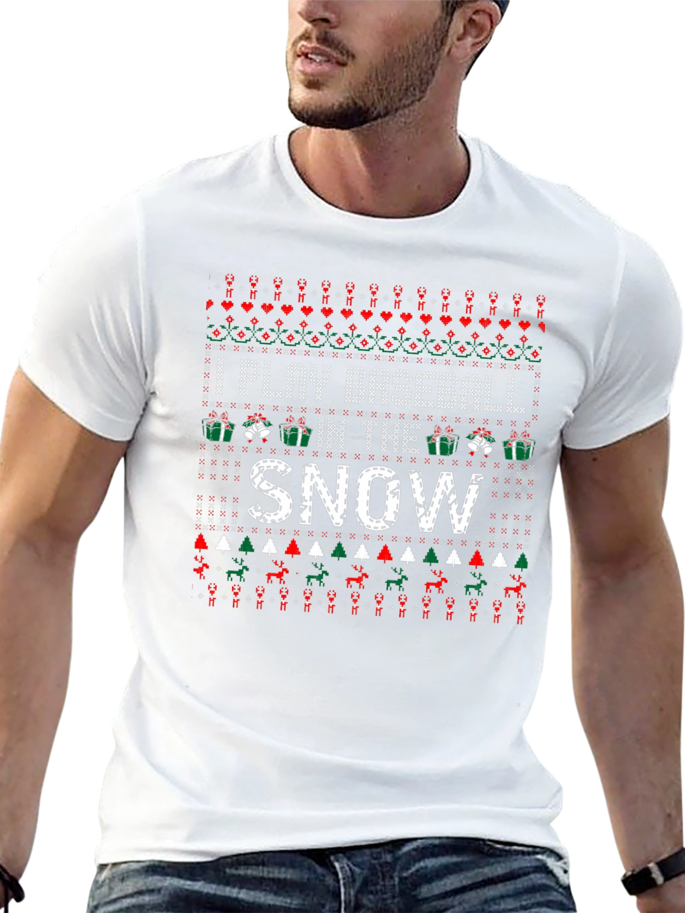 I Play Baseball in the Snow Christmas T-Shirt
