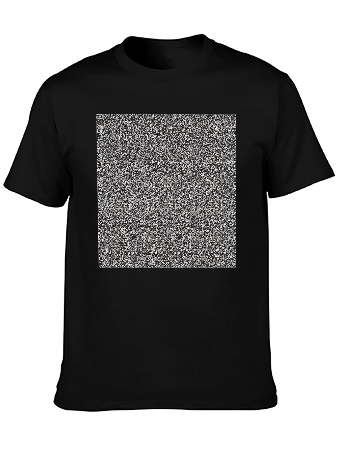 Static Noise Pattern Tee - Classic Fit Black T-Shirt