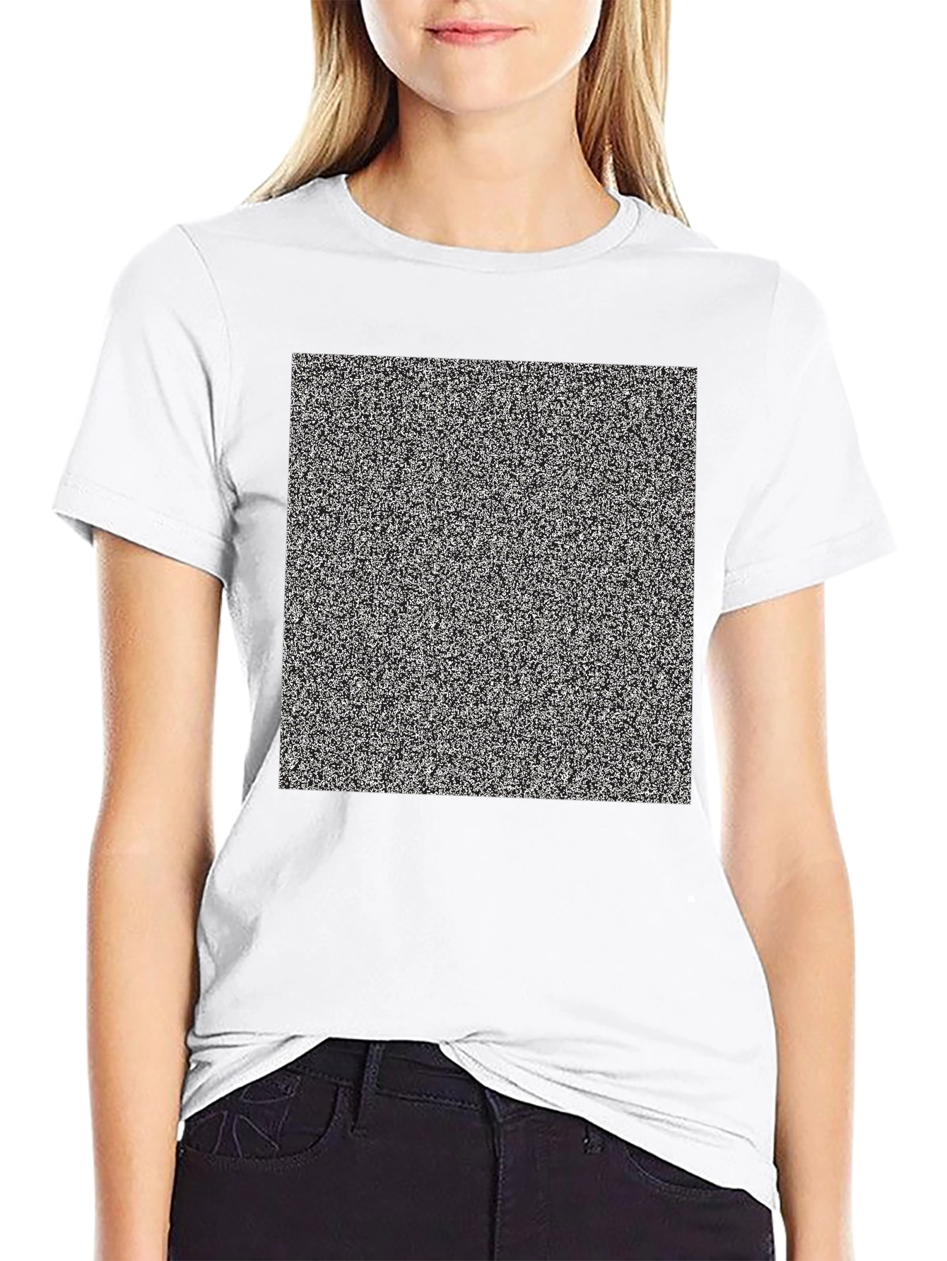 Static Noise Pattern Tee - Classic Fit Black T-Shirt