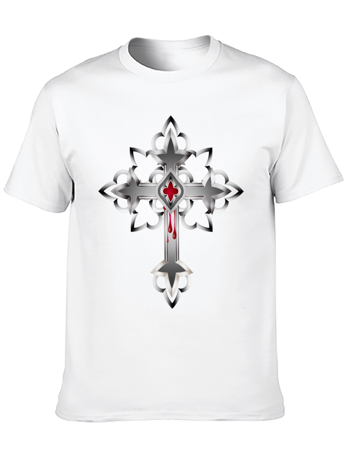 Gothic Cross Graphic T-Shirt - Mens Black Tee