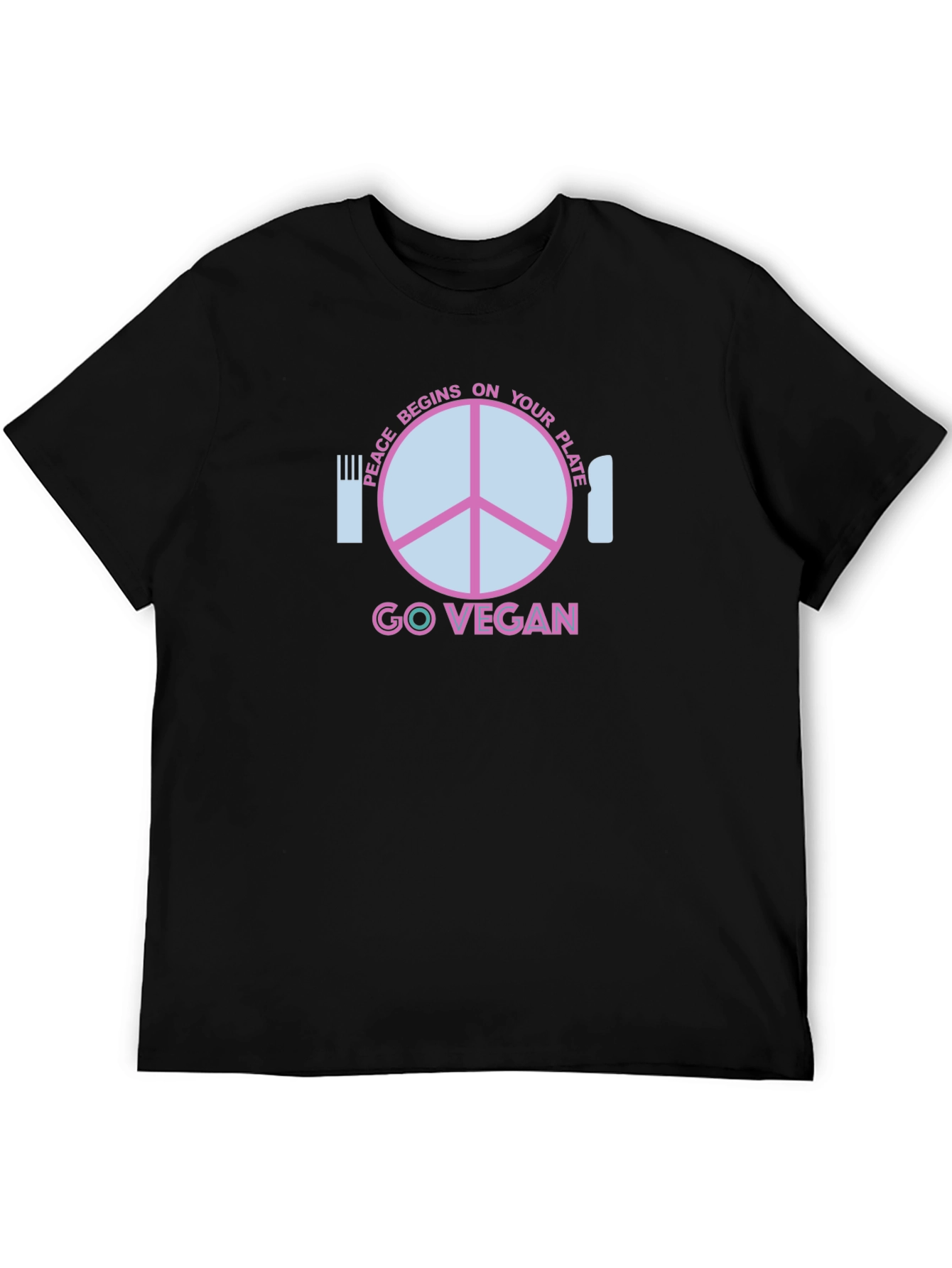 Go Vegan T-Shirt - Peace Begins On Your Plate