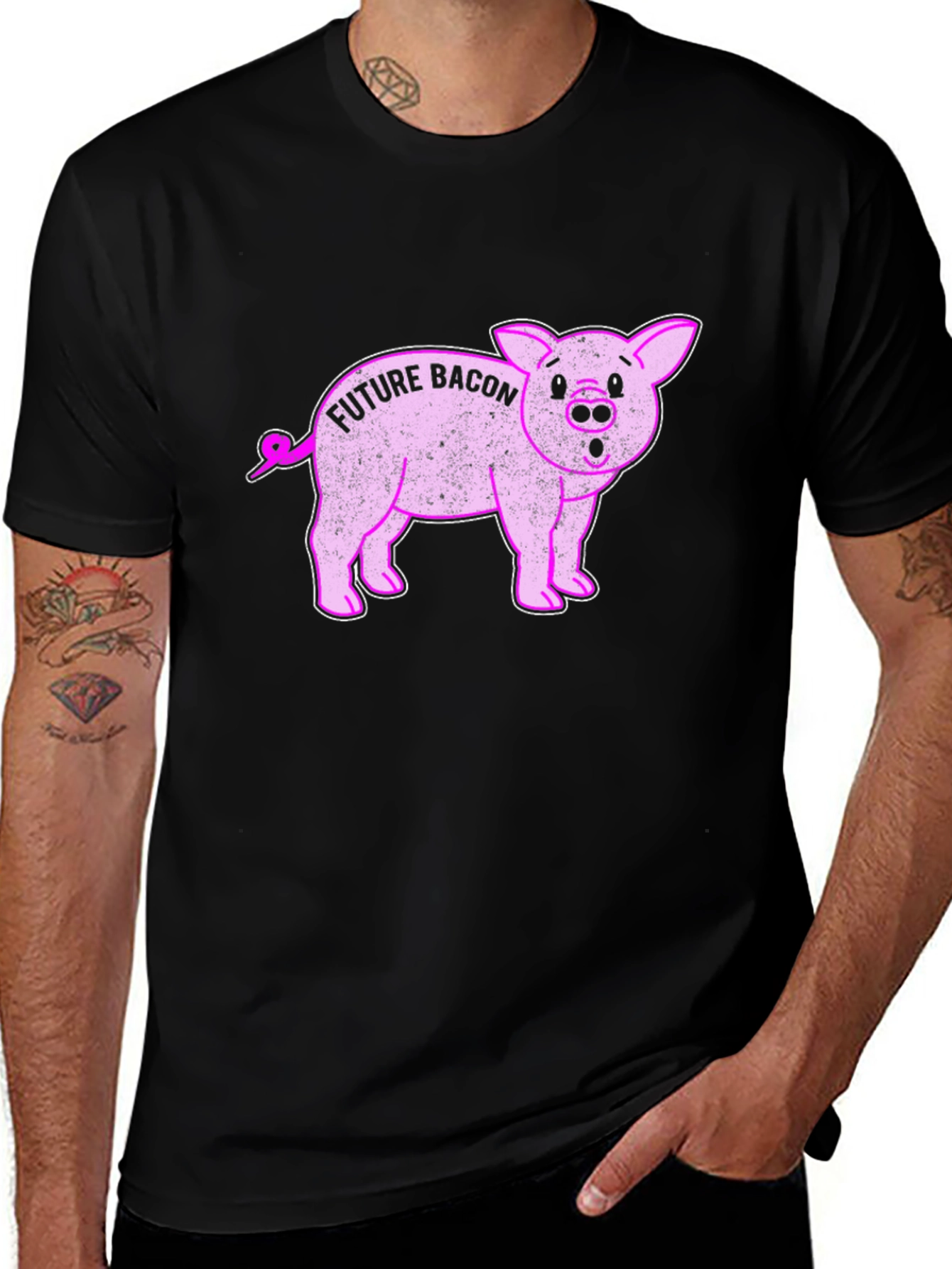 Future Bacon Pig Graphic Novelty T-Shirt - Unisex