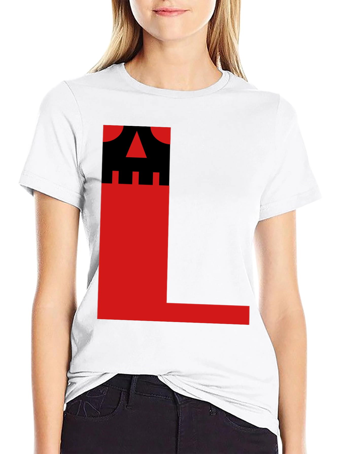 Bold Graphic Tee - Black with Red L Design