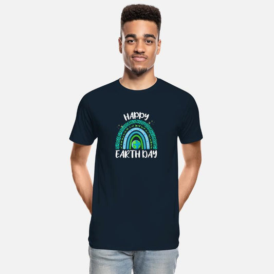Happy Earth Day Planet with Rainbow