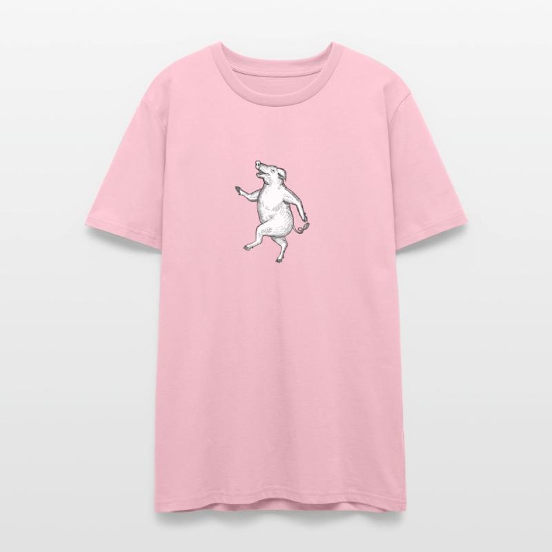 Happy Pig Dancing Drawing Retro Black and White
