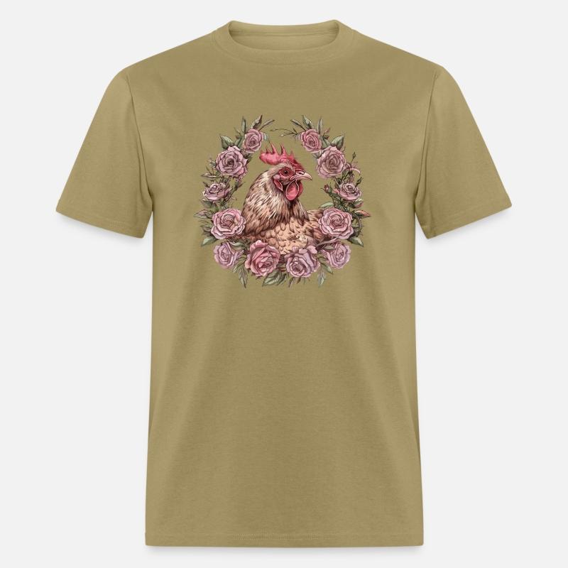 Hen Amidst Roses and Leaves