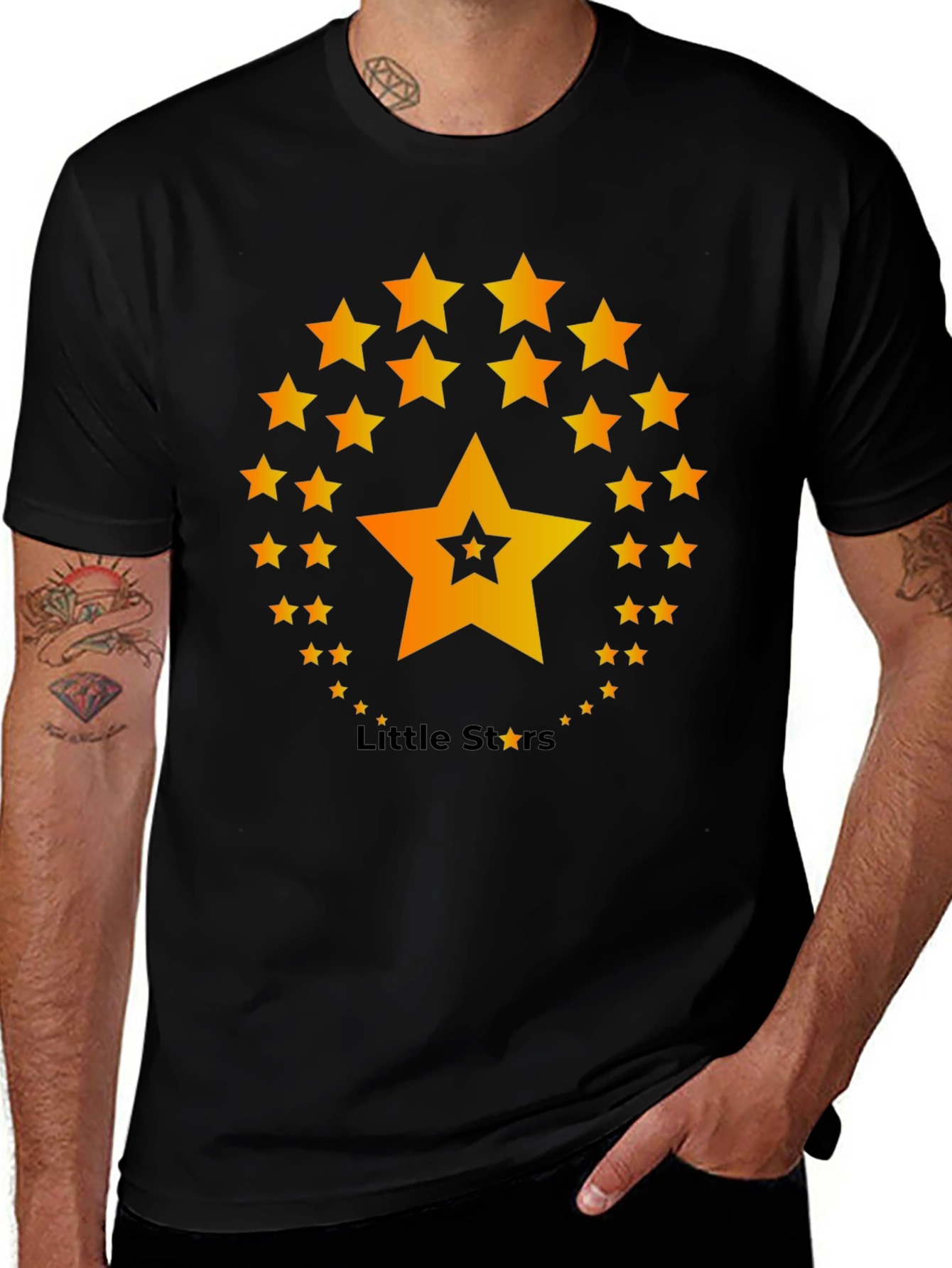 Little Stars T-Shirt - Black Cotton Blend