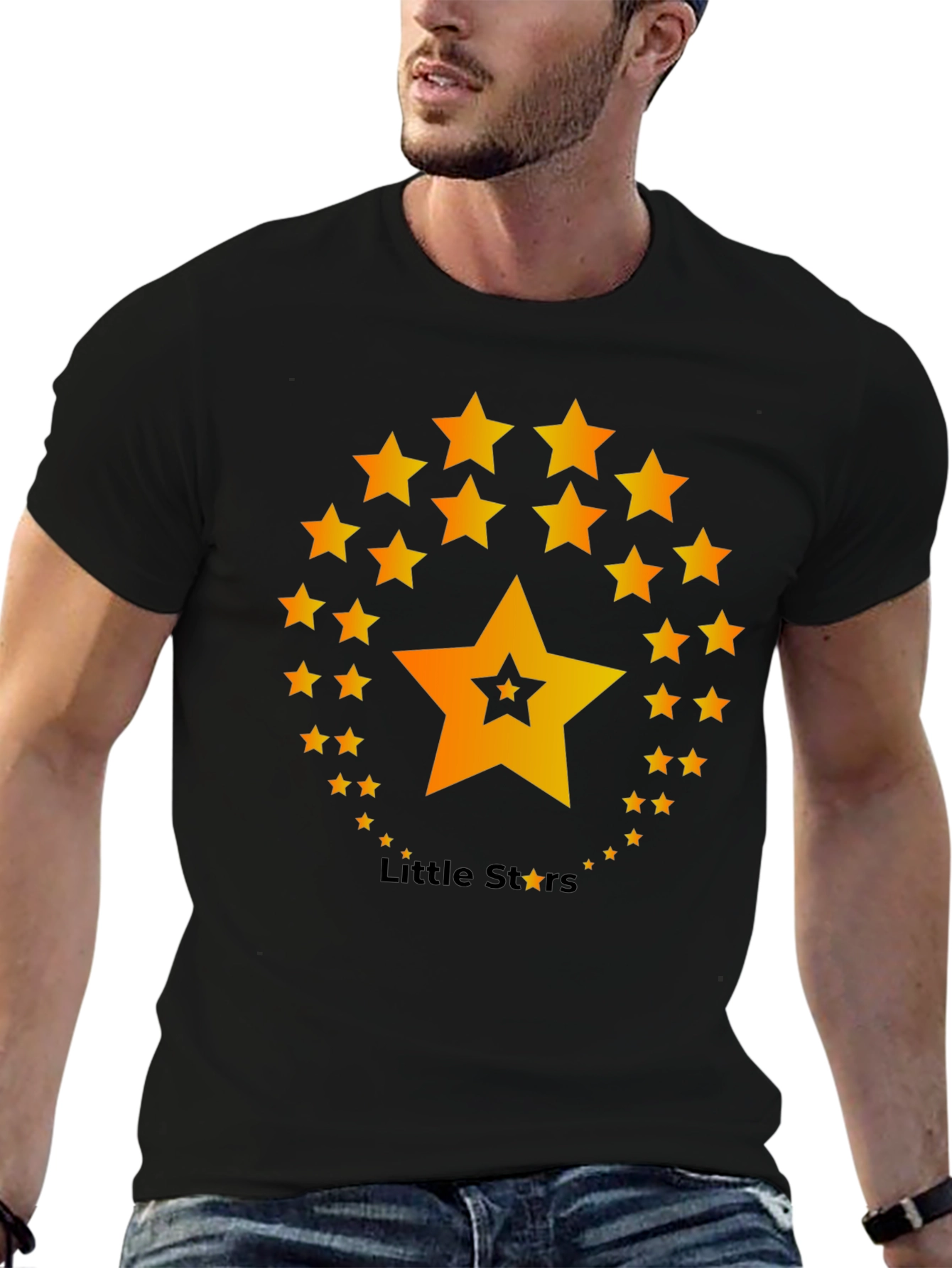 Little Stars T-Shirt - Black Cotton Blend