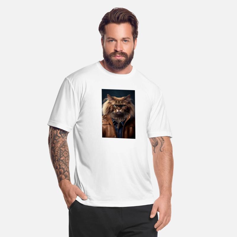 Himalayan Cat Breed Portrait wears a leather jacke