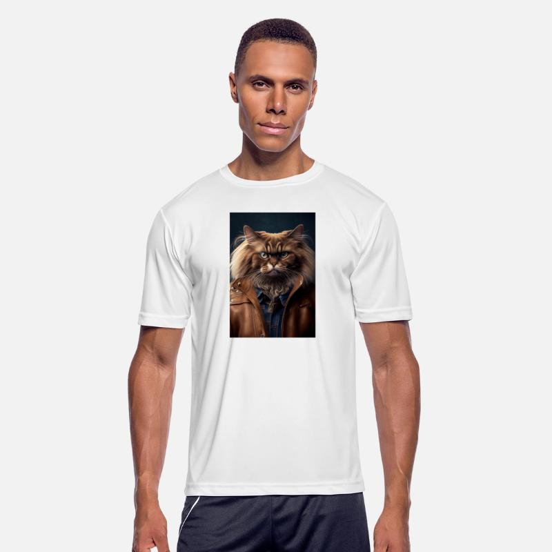 Himalayan Cat Breed Portrait wears a leather jacke