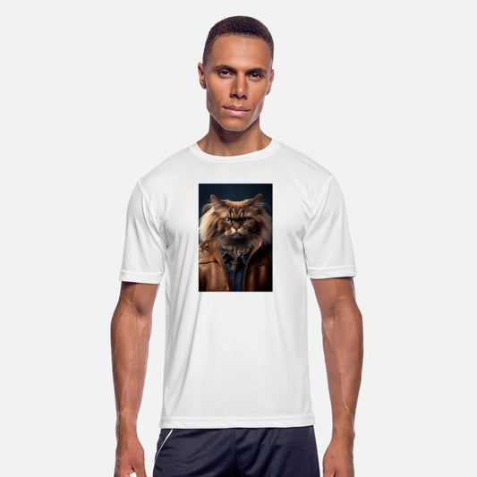 Himalayan Cat Breed Portrait wears a leather jacke