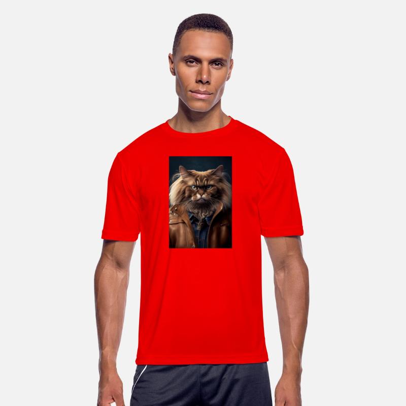 Himalayan Cat Breed Portrait wears a leather jacke