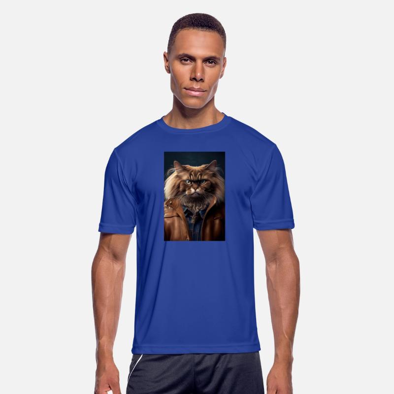 Himalayan Cat Breed Portrait wears a leather jacke