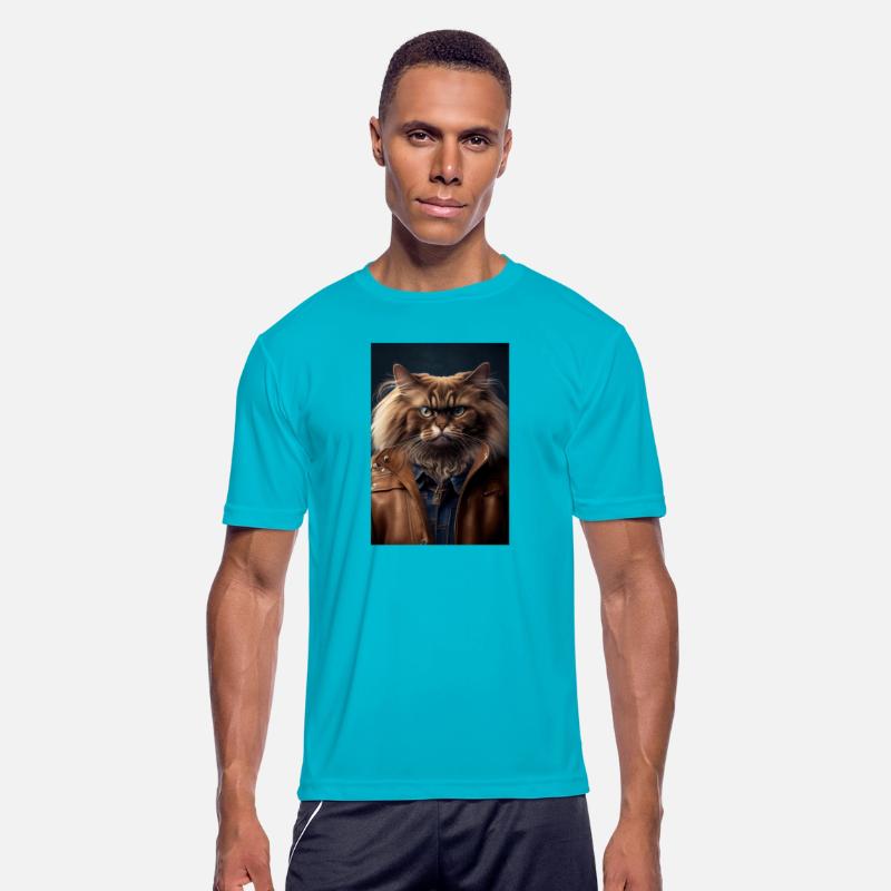 Himalayan Cat Breed Portrait wears a leather jacke