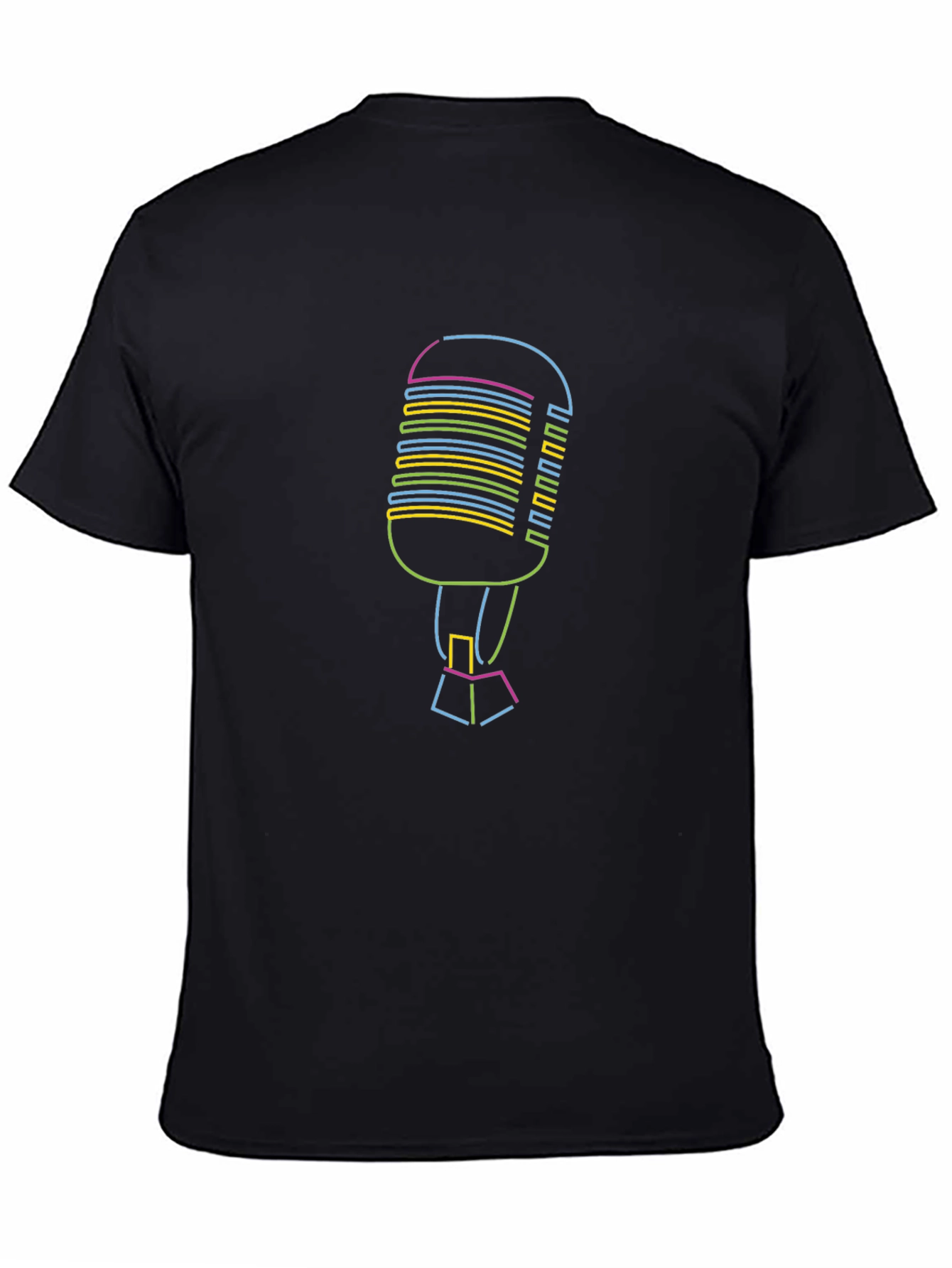 Retro Microphone Graphic T-Shirt - Black