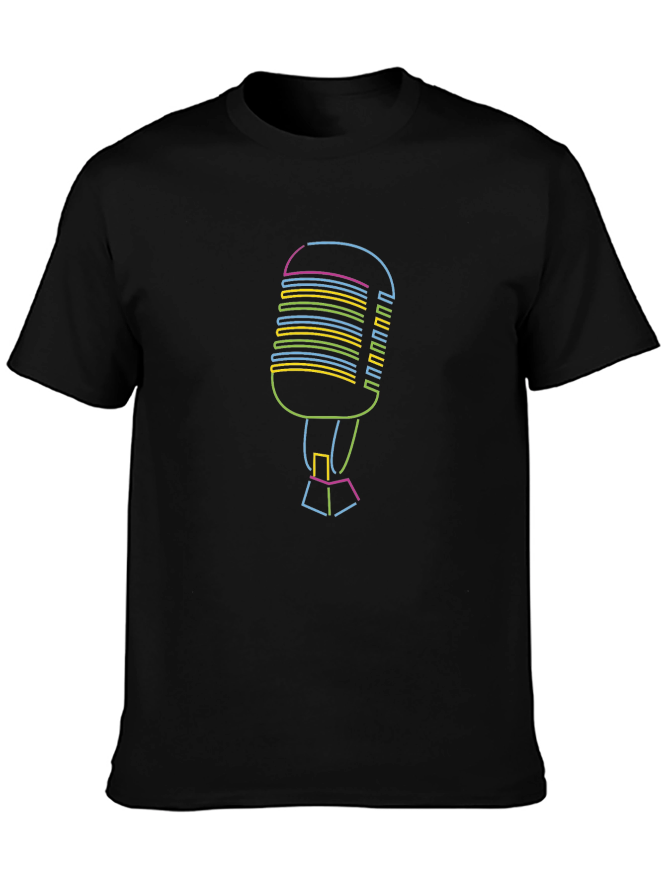 Retro Microphone Graphic T-Shirt - Black