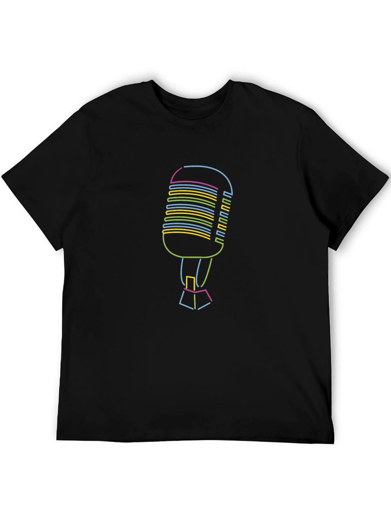 Retro Microphone Graphic T-Shirt - Black