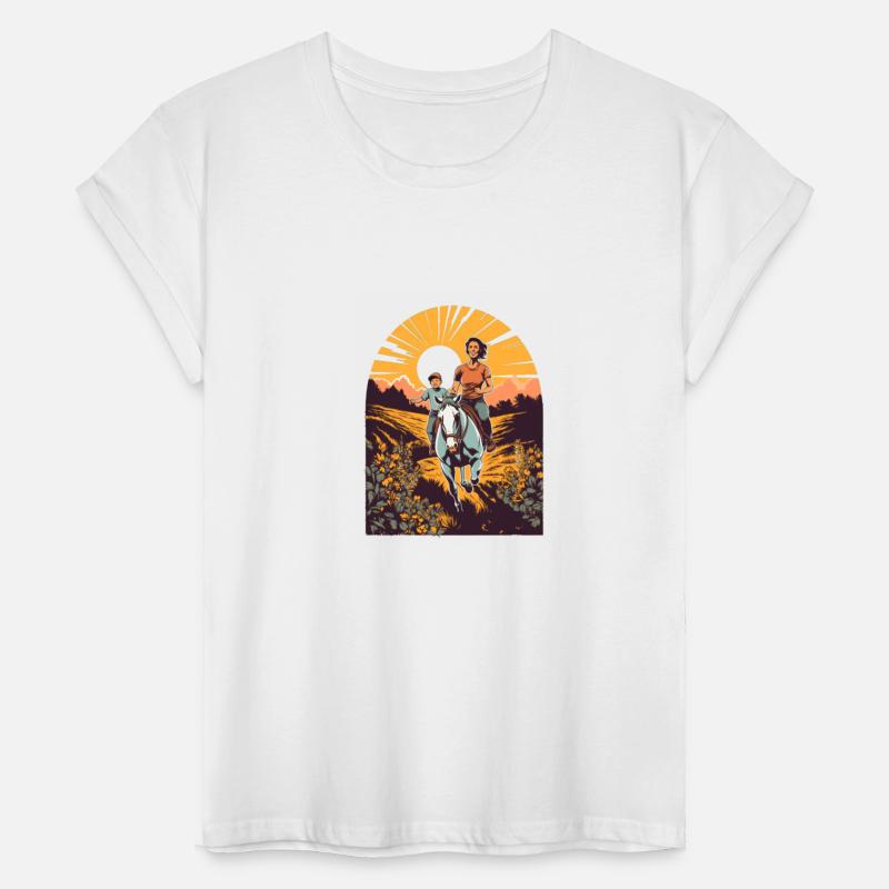 Horse Rider Mom Mother Son Horseback Riding