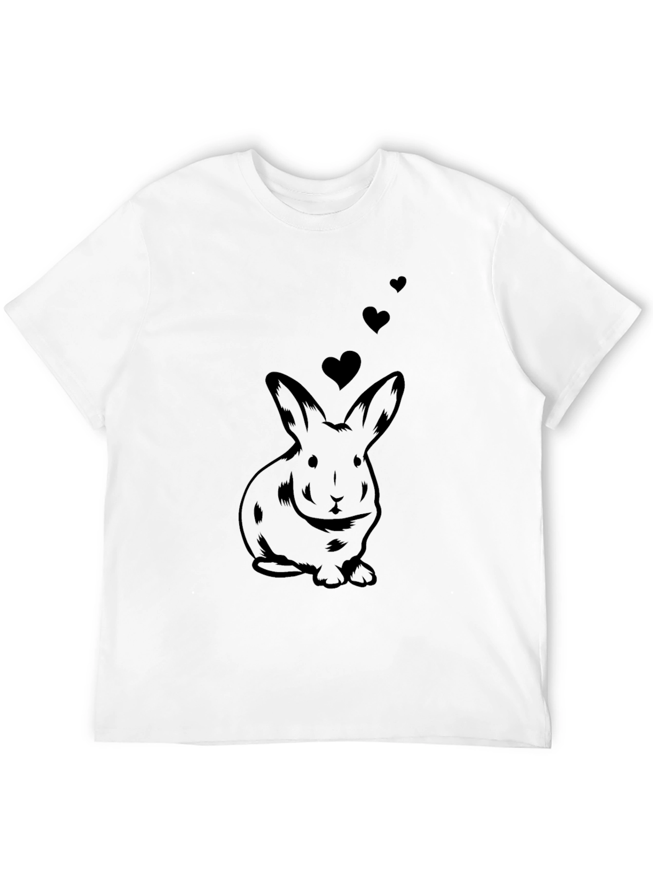 Rabbit Love T-Shirt - Mens Black Cotton Tee