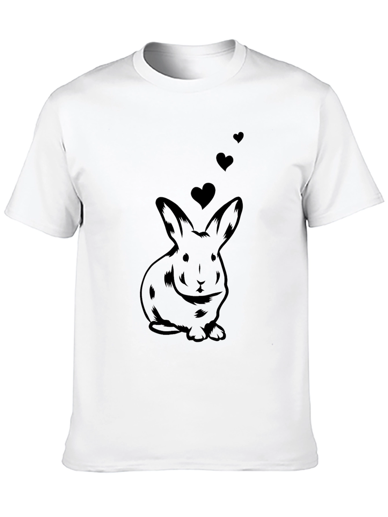 Rabbit Love T-Shirt - Mens Black Cotton Tee