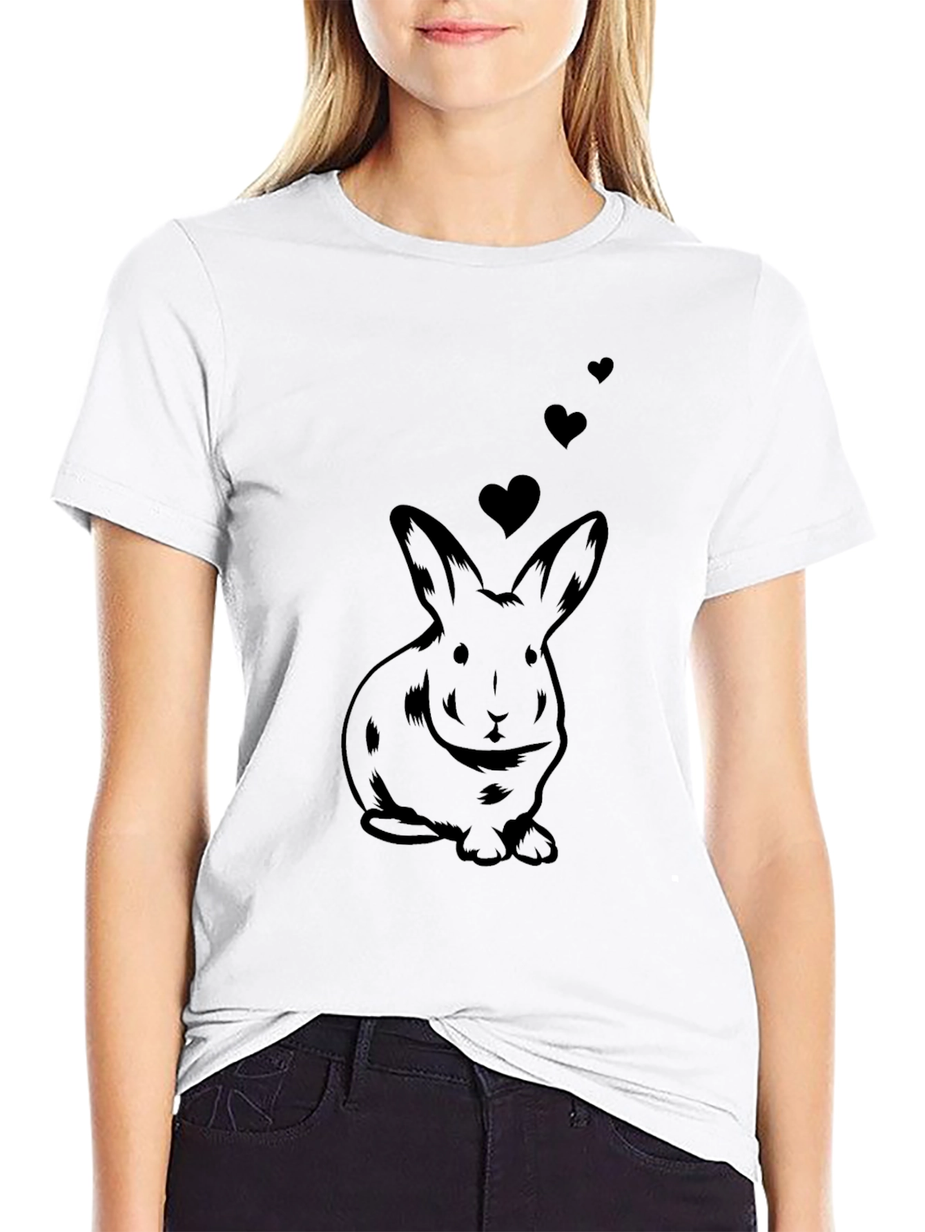 Rabbit Love T-Shirt - Mens Black Cotton Tee