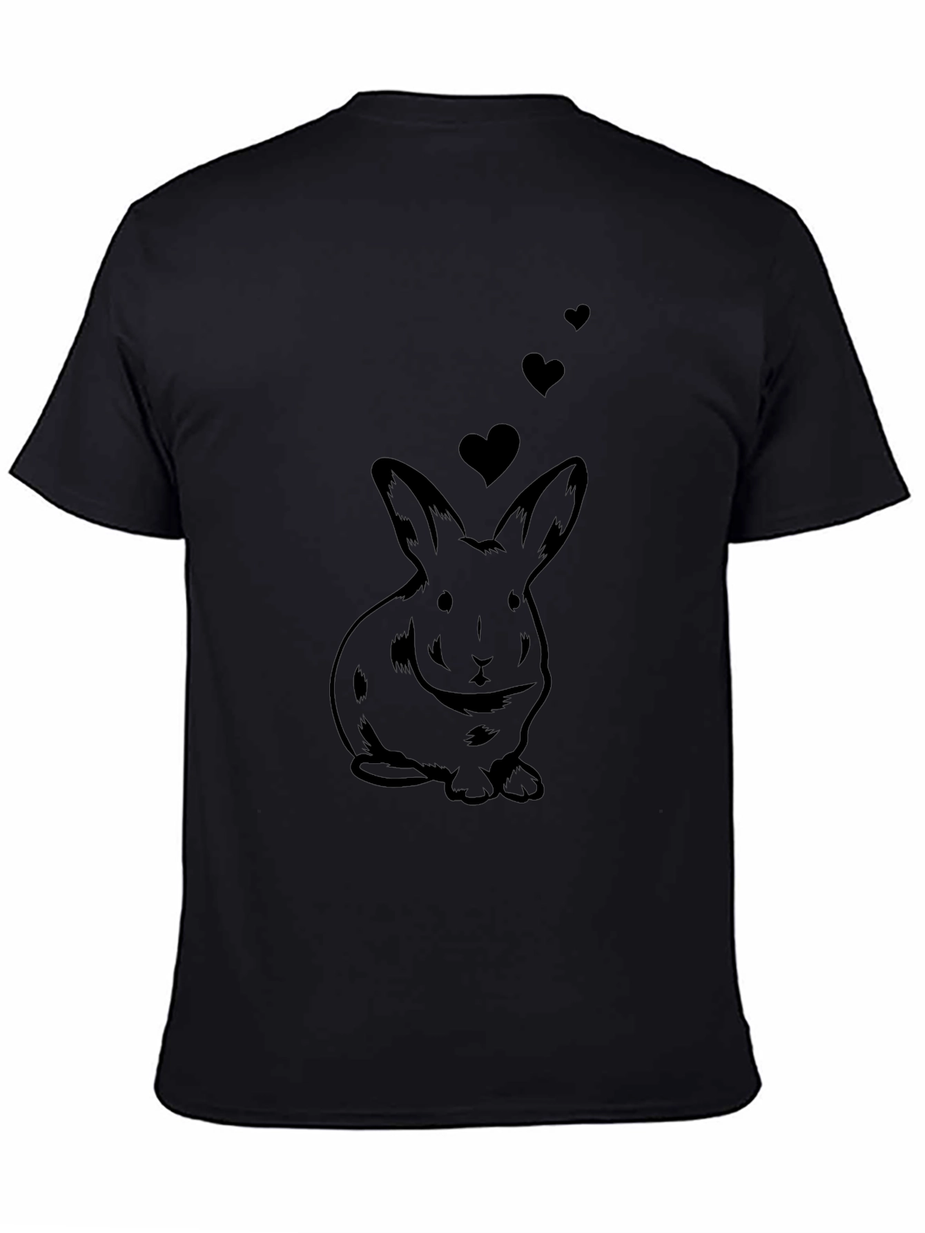 Rabbit Love T-Shirt - Mens Black Cotton Tee