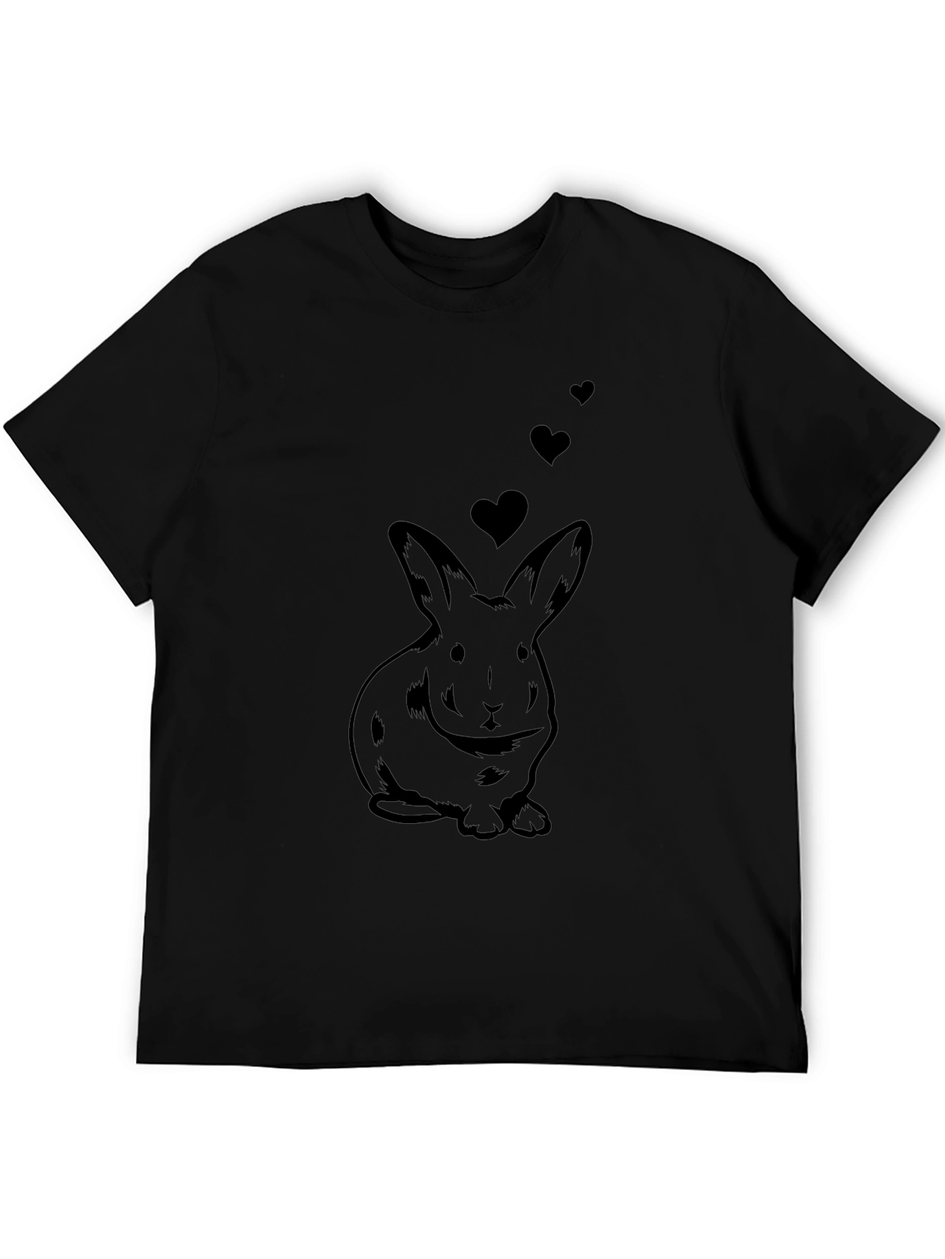 Rabbit Love T-Shirt - Mens Black Cotton Tee