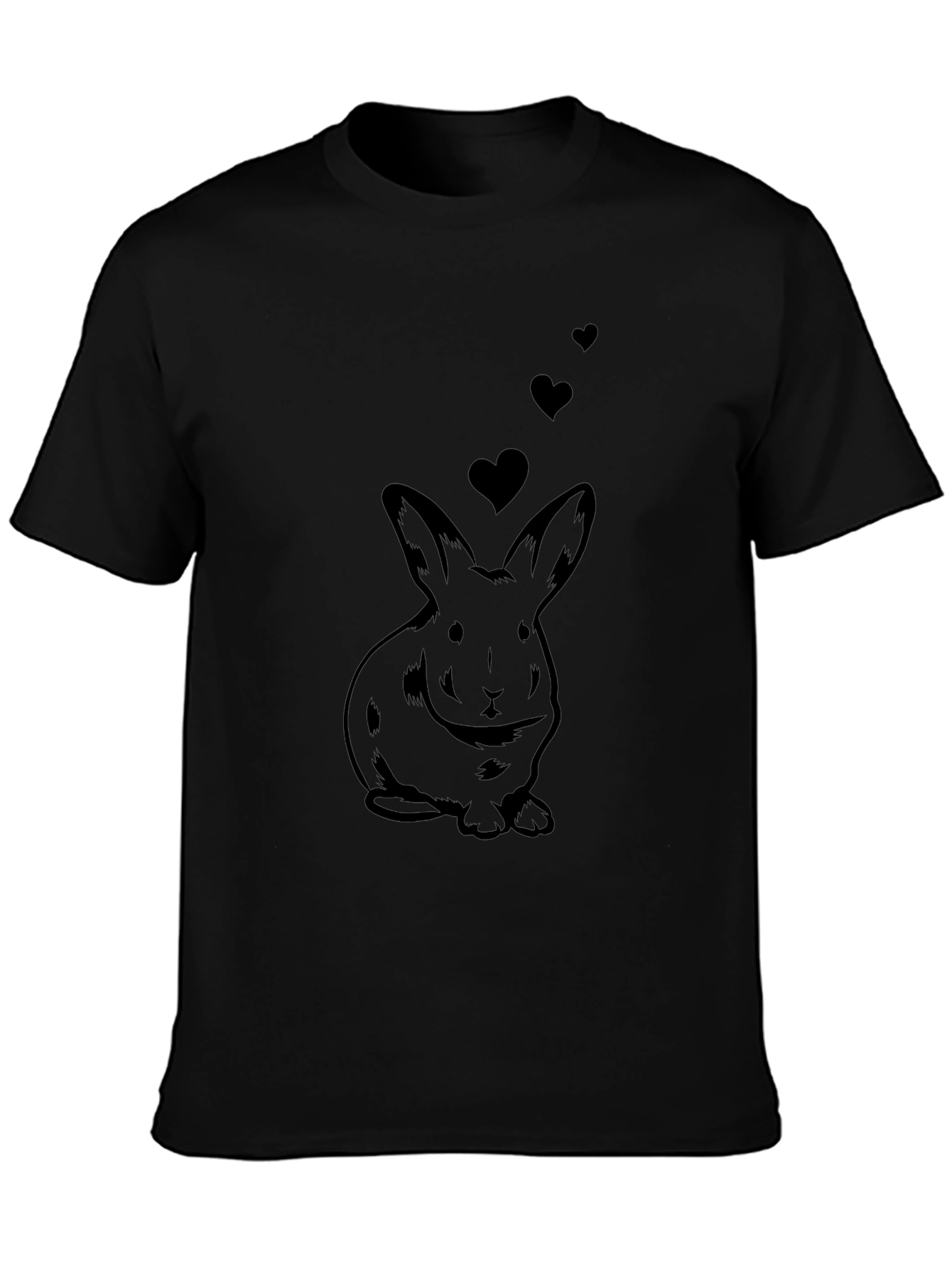 Rabbit Love T-Shirt - Mens Black Cotton Tee