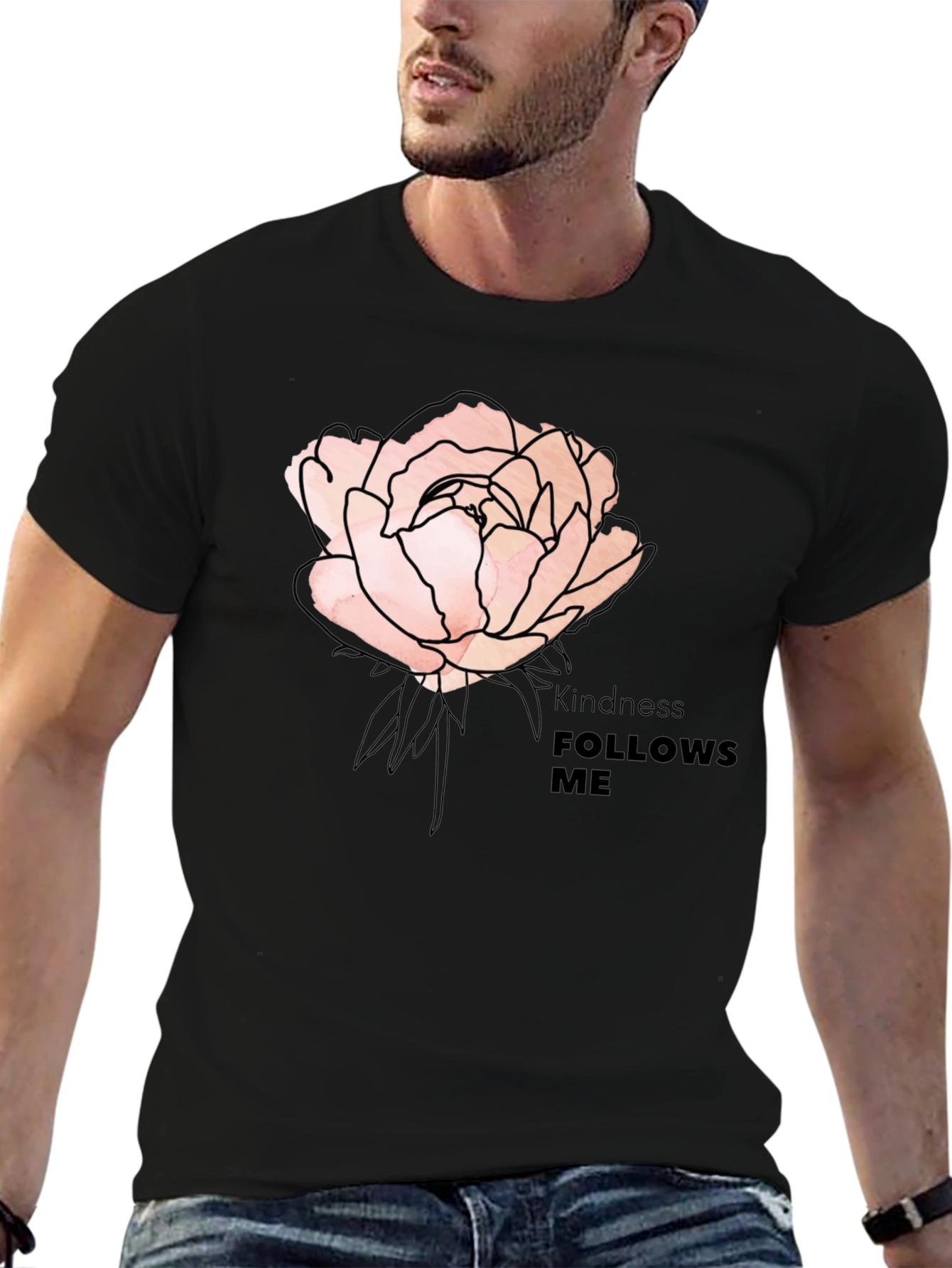 Kindness Follows Me Rose Graphic T-Shirt