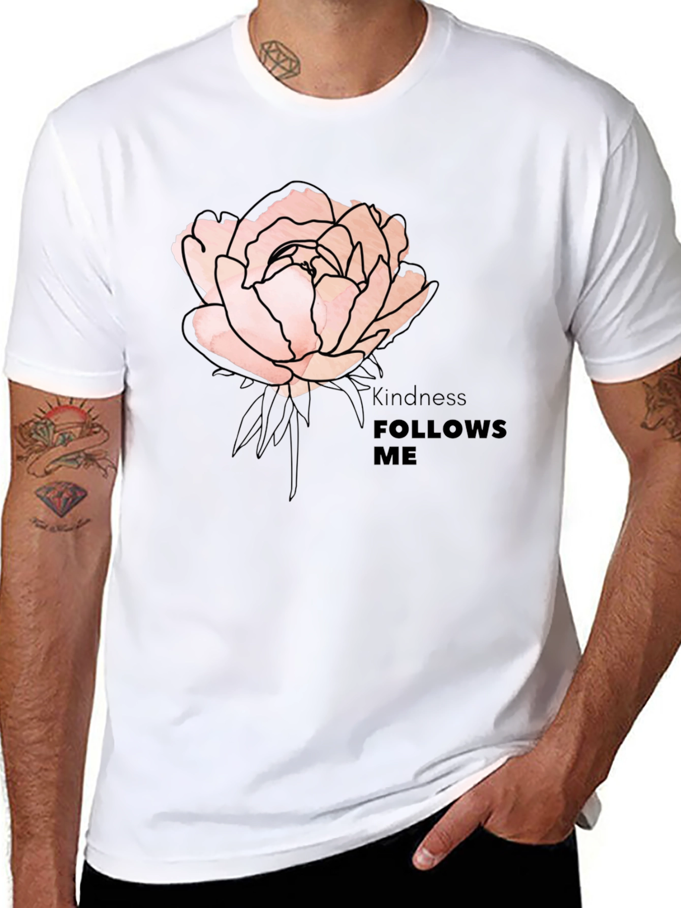 Kindness Follows Me Rose Graphic T-Shirt