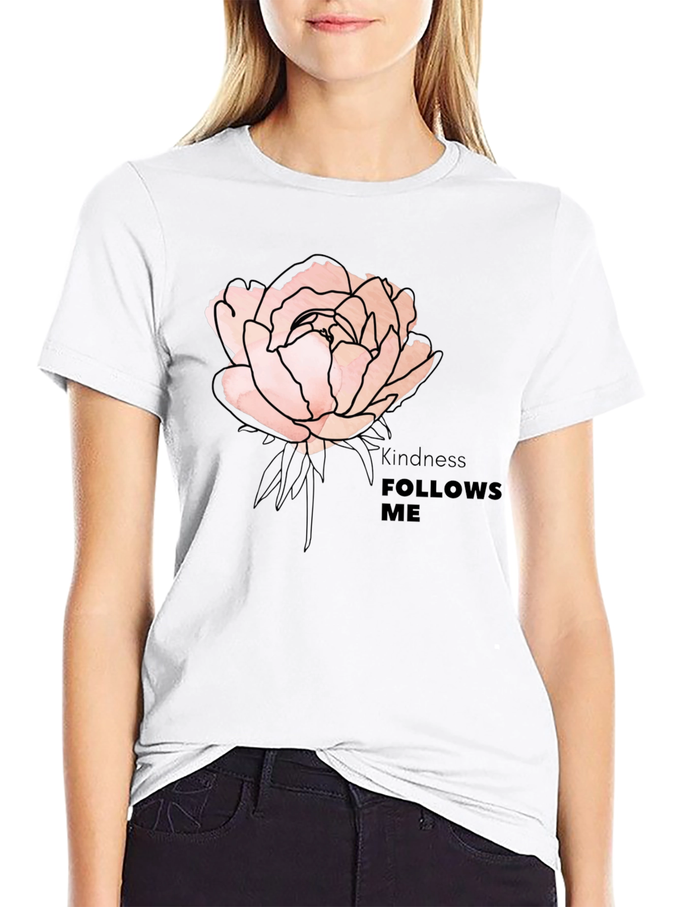 Kindness Follows Me Rose Graphic T-Shirt