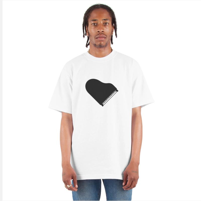 I love Grand Piano Heart Organ Keyboard Music Logo