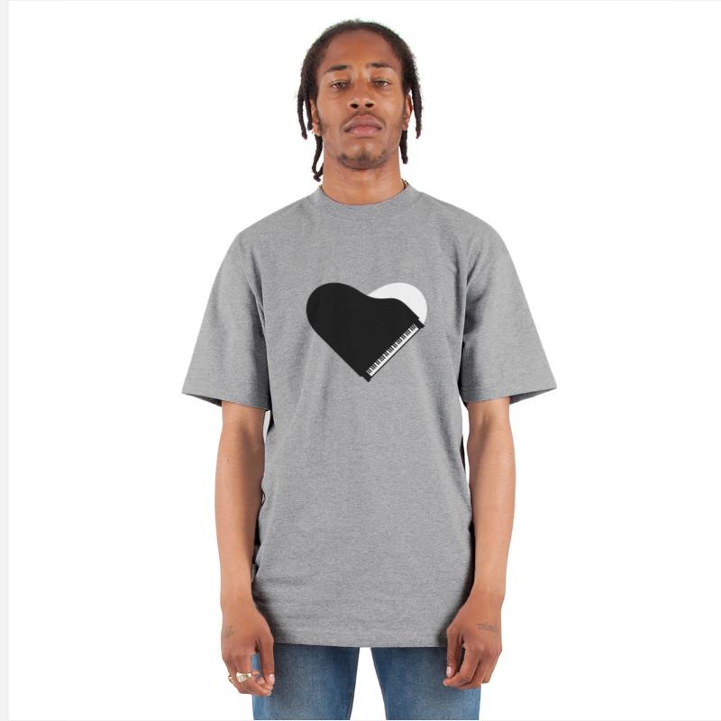I love Grand Piano Heart Organ Keyboard Music Logo
