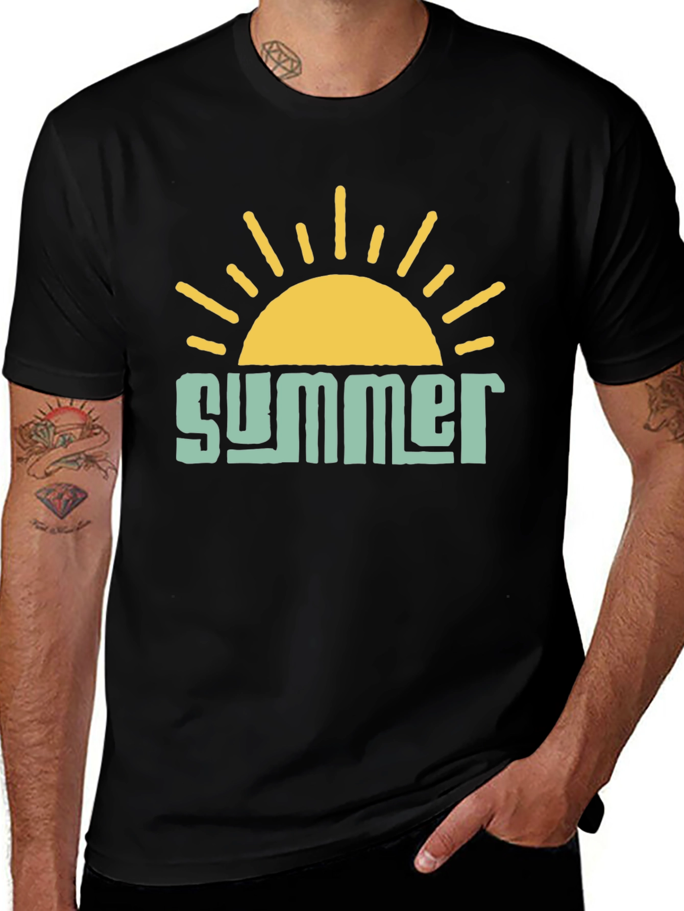 Summer Sun Graphic T-Shirt - Black