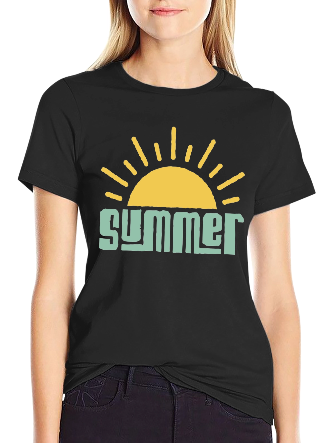 Summer Sun Graphic T-Shirt - Black