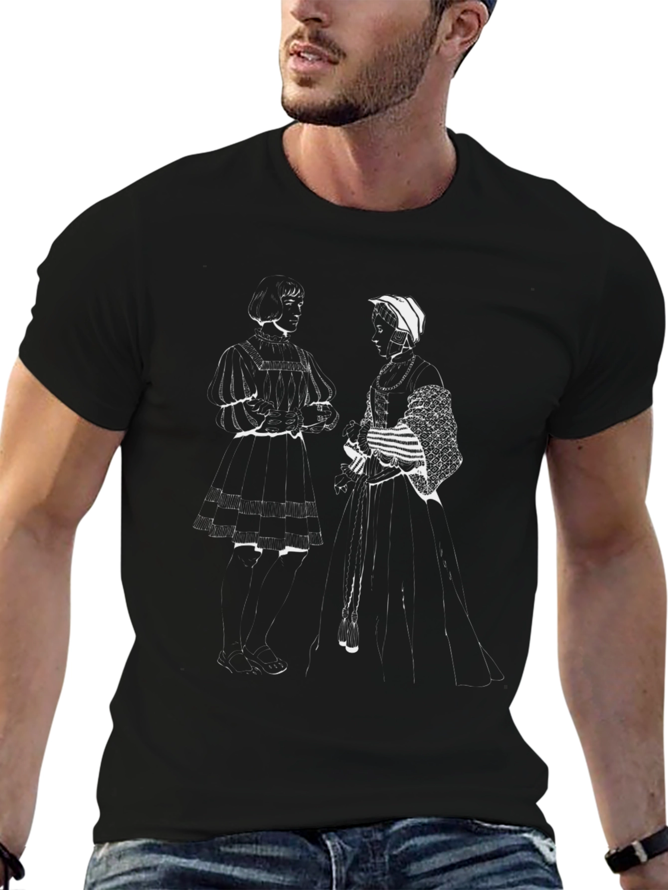 Retro Illustration Black T-Shirt