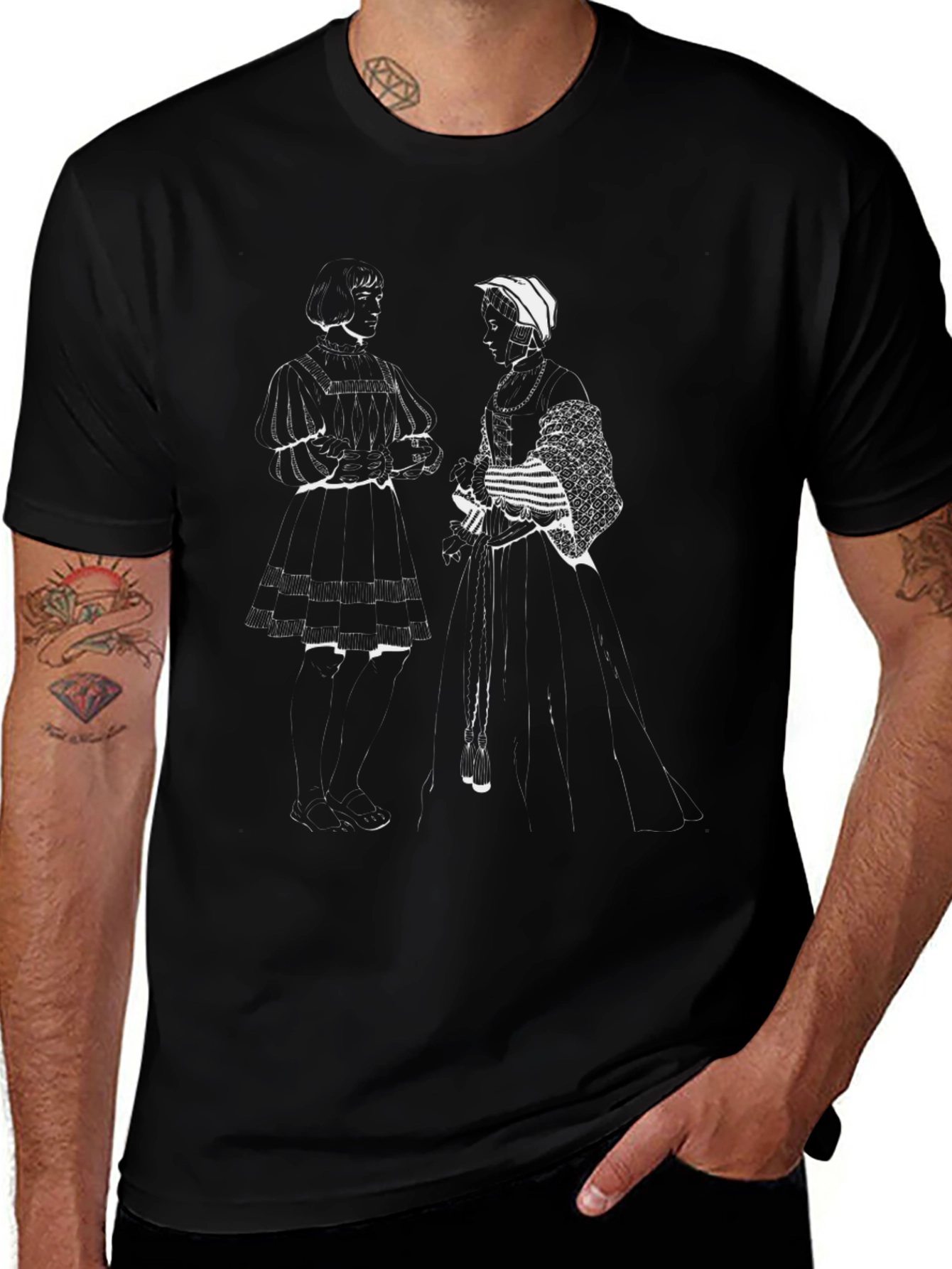 Retro Illustration Black T-Shirt