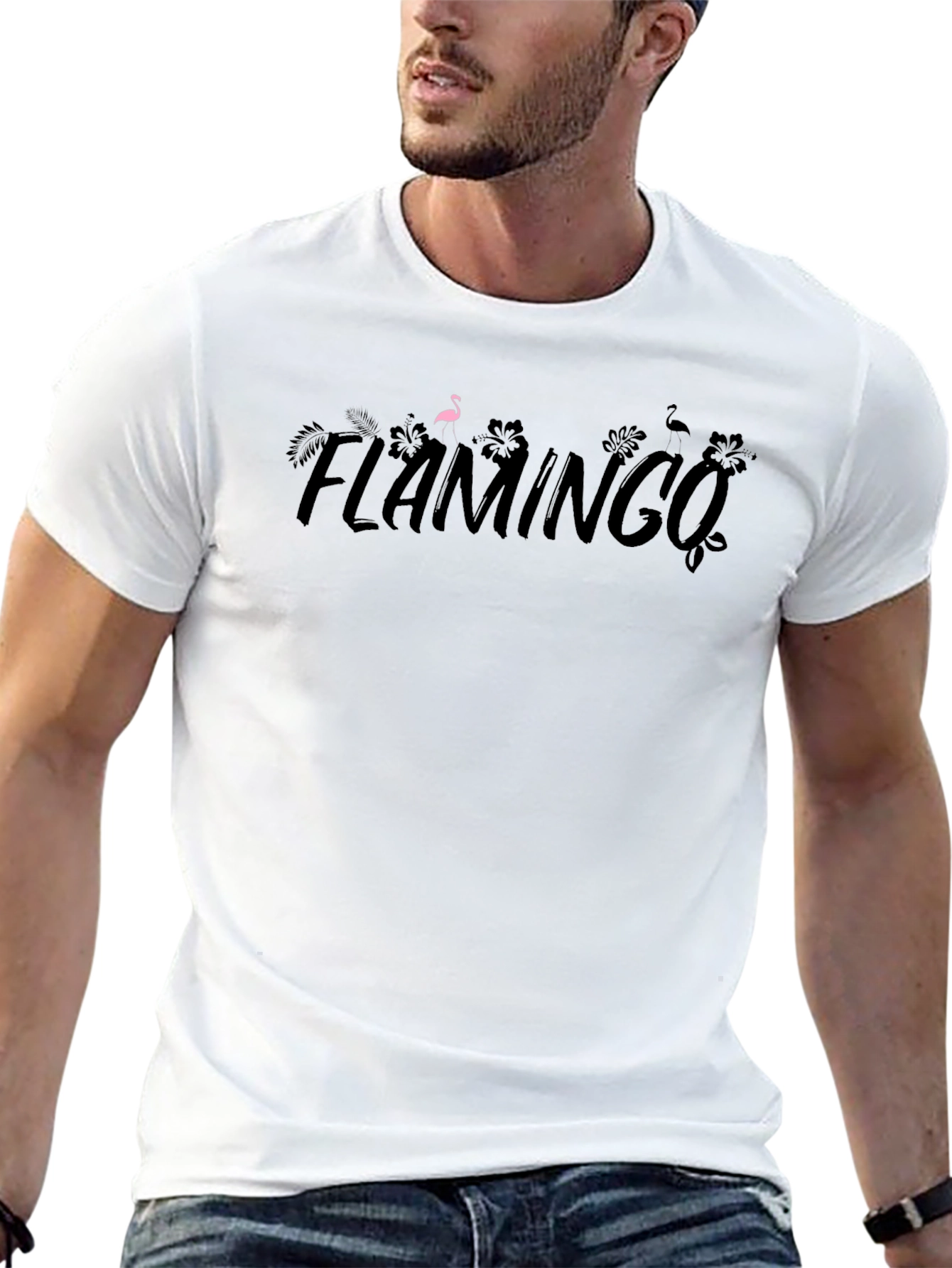 Flamingo Graphic Tee - Trendy Black Cotton T-Shirt