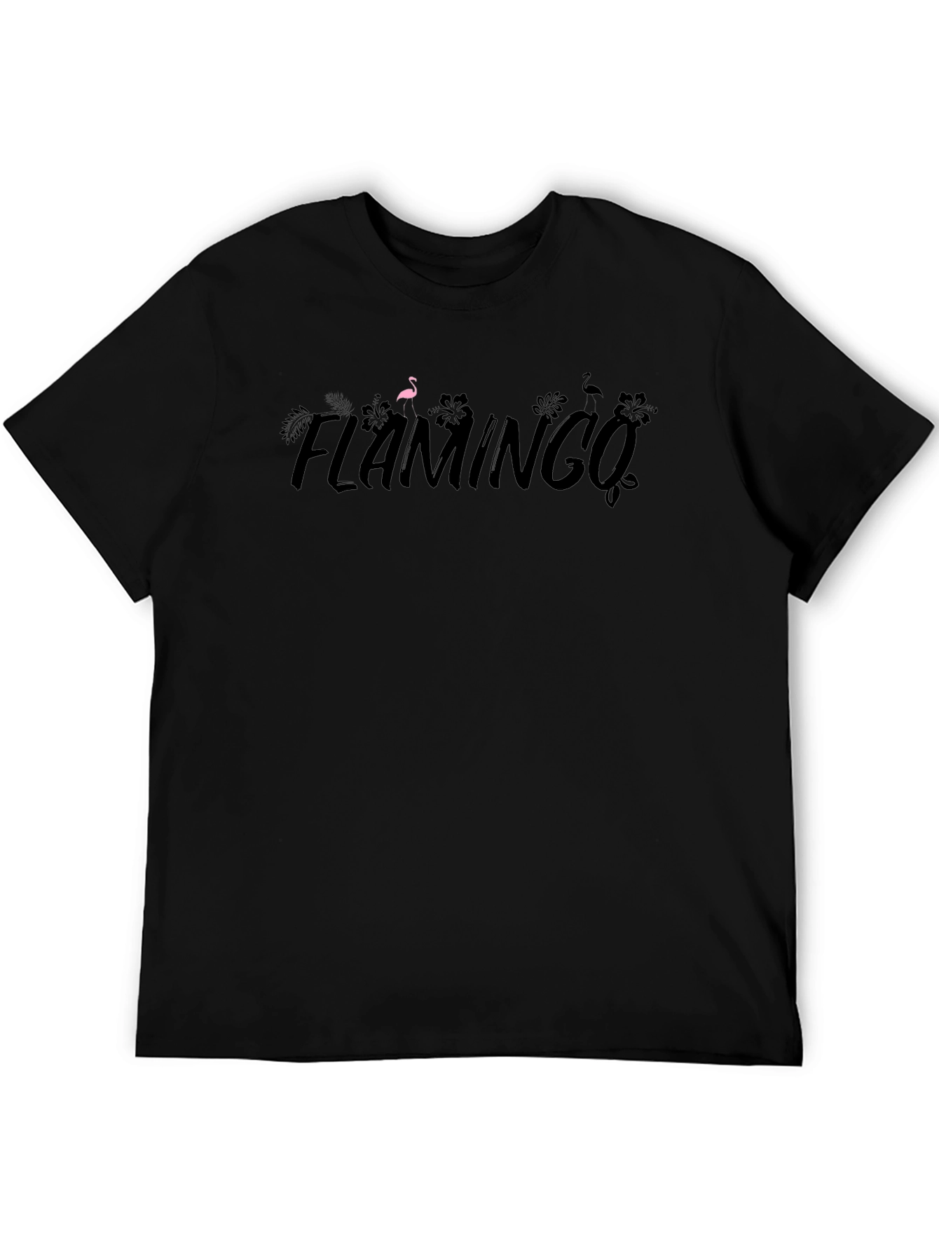 Flamingo Graphic Tee - Trendy Black Cotton T-Shirt