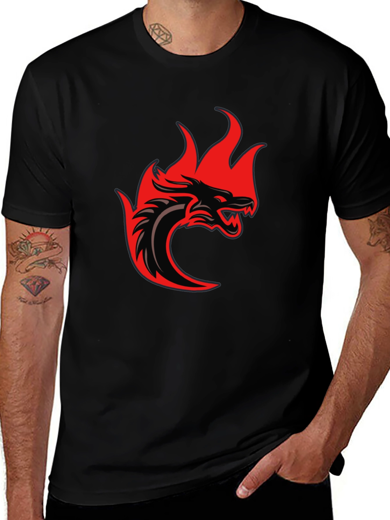 Dragon Fire Graphic T-Shirt - Black