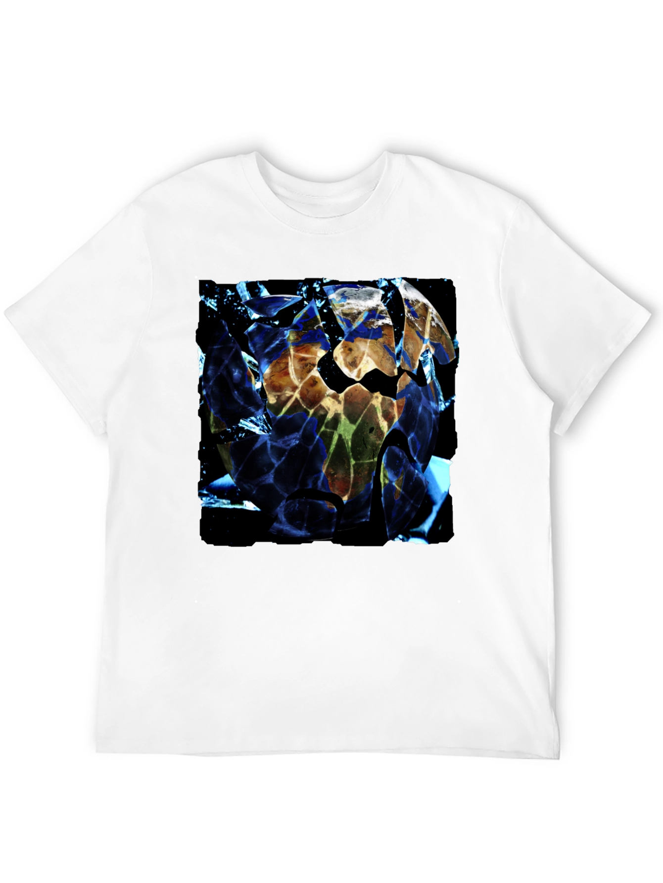 Shattered Earth Graphic Tee - Black Crew Neck T-Shirt