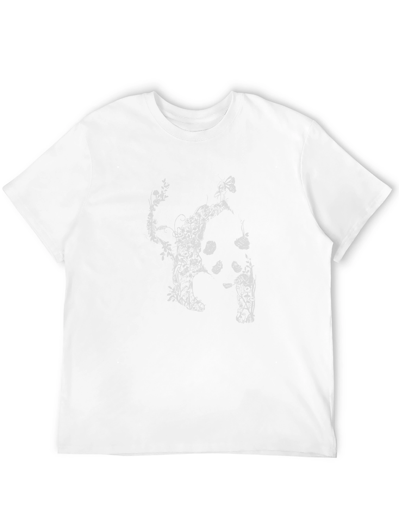 Botanical Cat Print Black T-Shirt