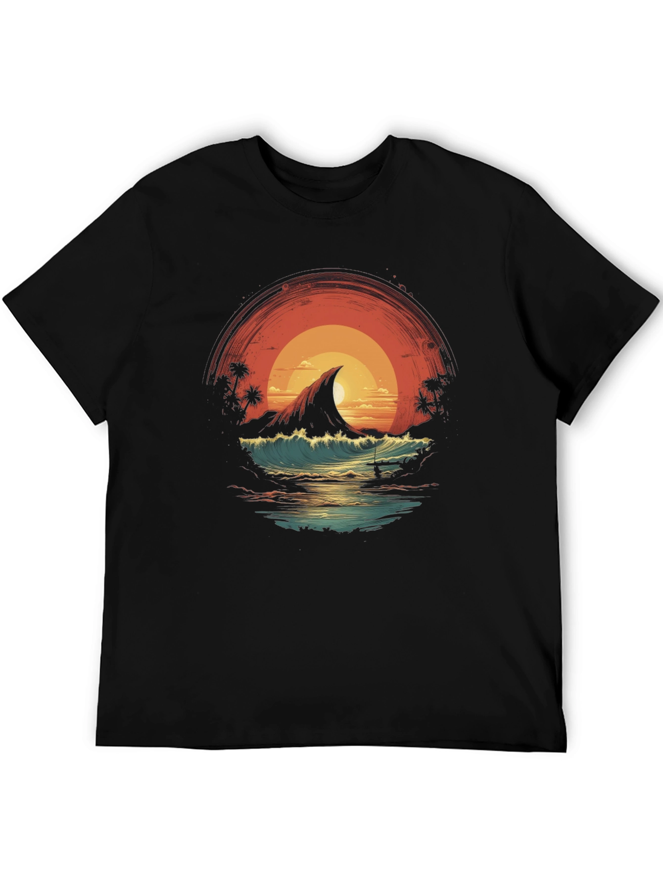 Sunset Island Graphic Tee - Black