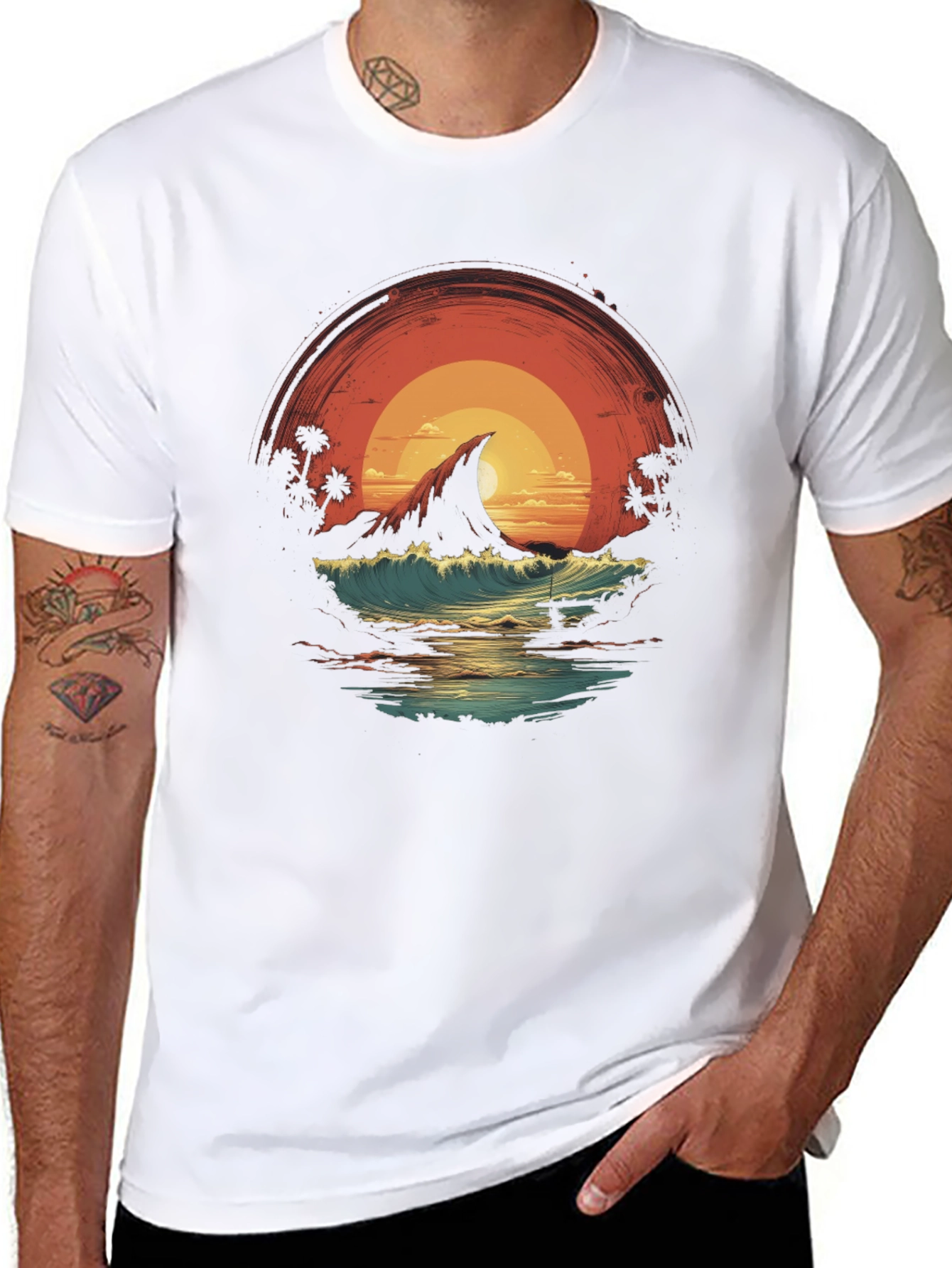 Sunset Island Graphic Tee - Black